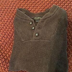 Vintage Eddie Bauer Brown Henley Sweater